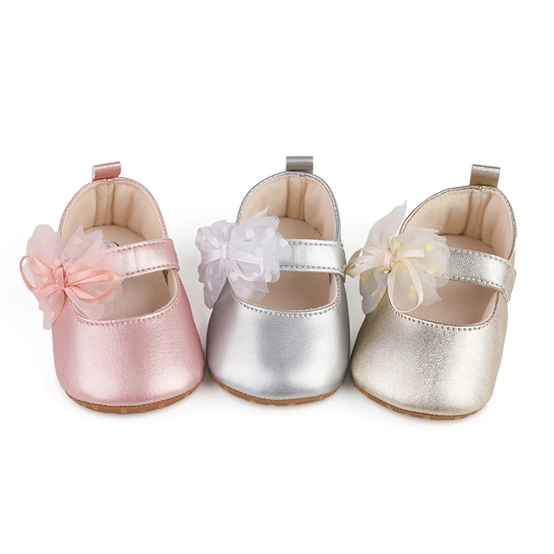 

Baywell Baby Shoes Newborn Girls PU Toddler Shoes Lace Bowknot Soft Sole Anti-Slip Princess Party First Walkers Shoes 0-18M