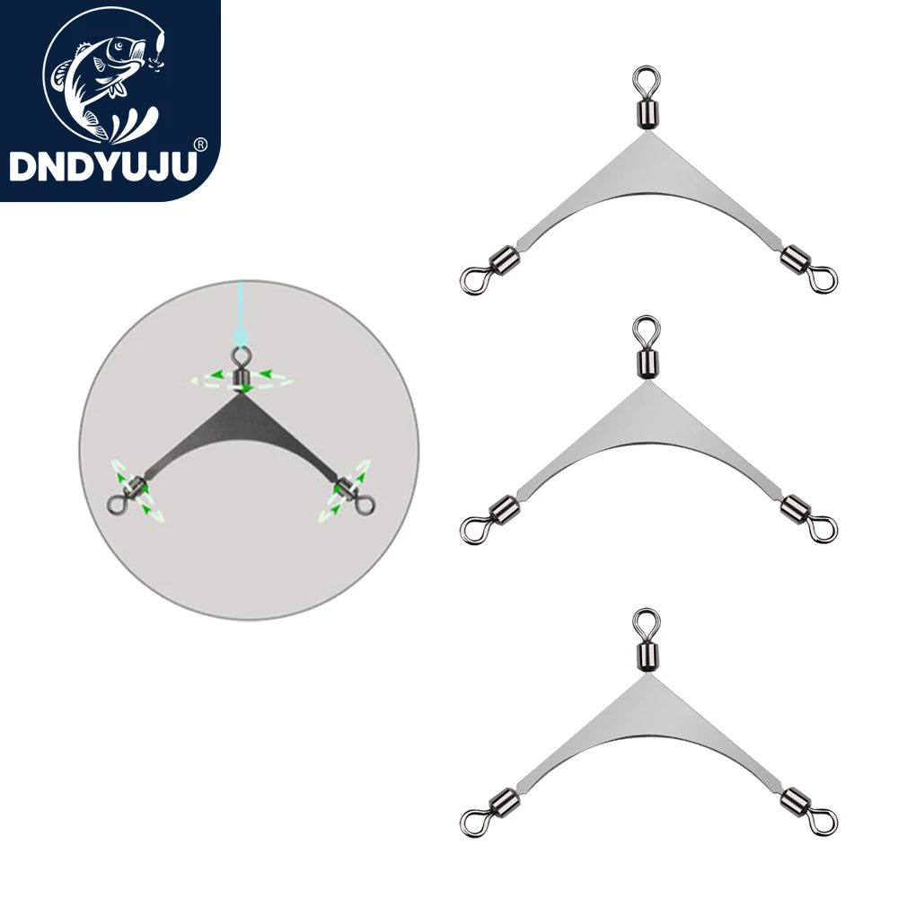 

DNDYUJU 10-50pcs Fishing Rolling Swivel 3 Way Interlock Stainless Steel Snap Fishhook Connector Fishing Accessories Fish Tool