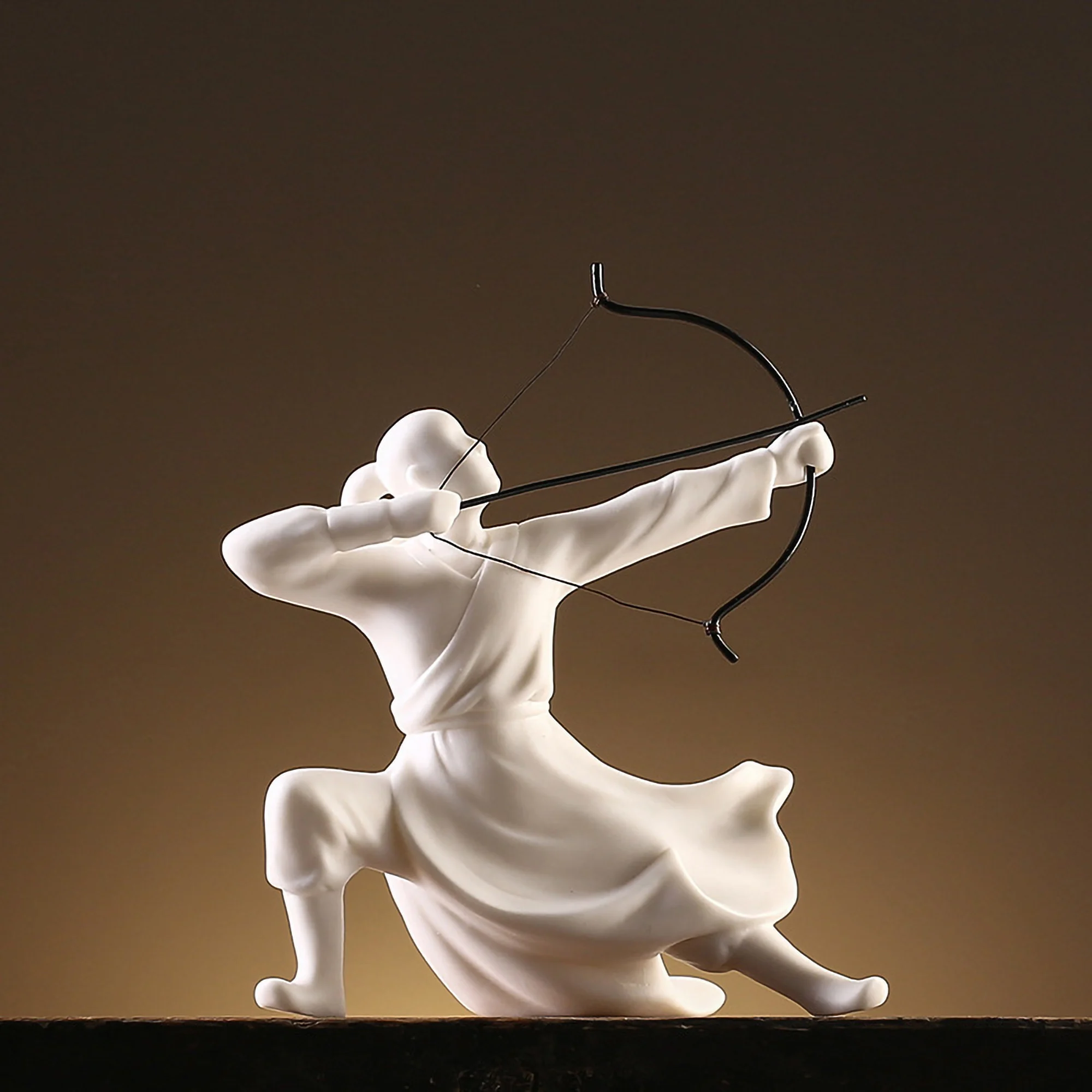 Set Statue Guerriero Cinese Wuxia o Samurai - in stile moderno minimal - bianche in varie pose 72 S1a557721a1984a189248de0c236e7561X