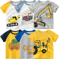 2-10Y Cartoon Print Baby Boys T Shirt for Summer Infant Boy Excavator T-Shirts Short Sleeves Kids Clothes Toddler Cotton Tops 1