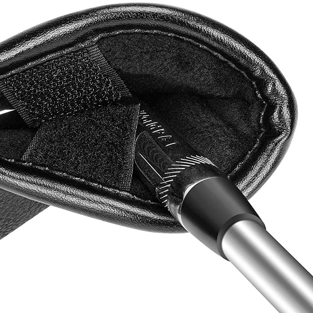 11pcs Golf Iron Head Covers Thicken Eagle PU Leather Soft Black Embroideried Protector Waterproof Durable Fit Most Clubs Wedge