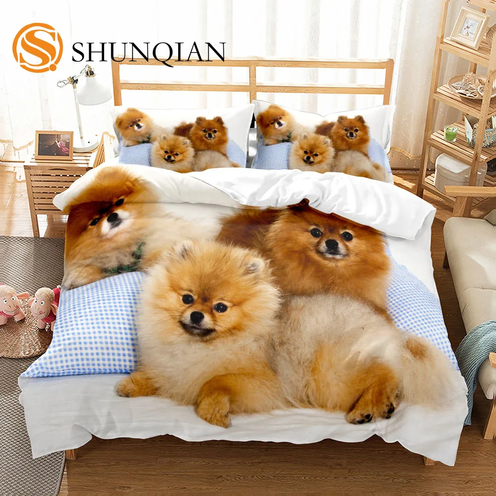 

Puppy Lovers 3D Dog Bedding Set Small Single Bed Linen Set Comforter Bedding Set Soft Quilt Cover and Pillowcases for Teens