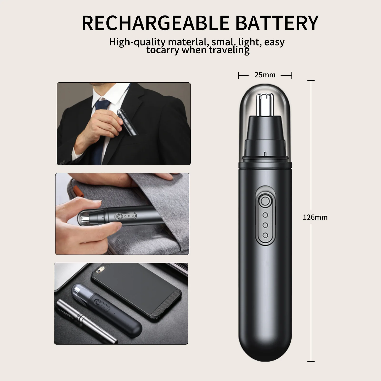 ماكينة تشذيب شعر الأنف الكهربائية المحمولة، ماكينة...