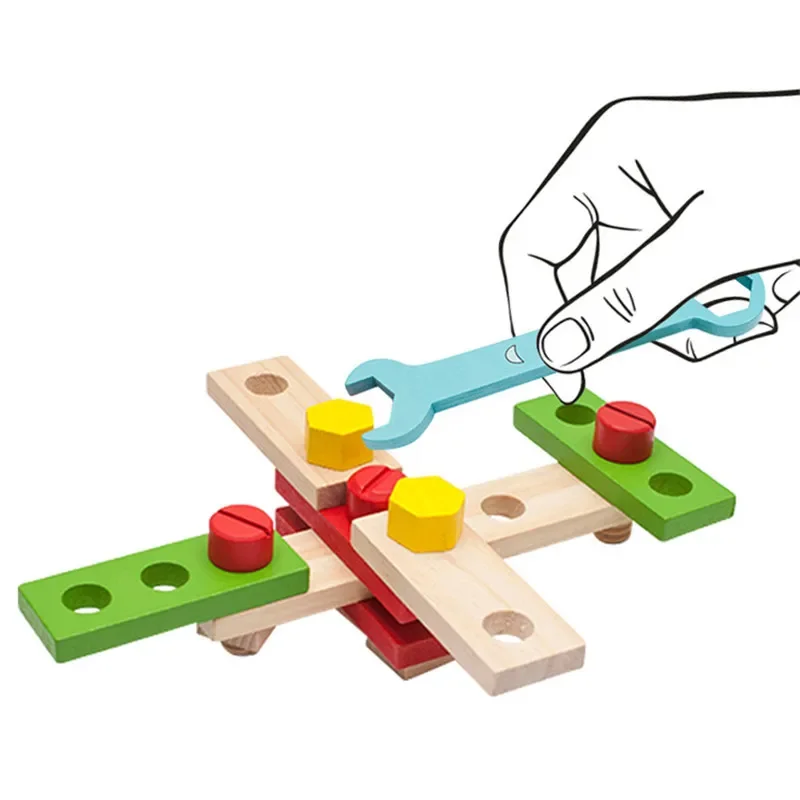 Children's Wooden Toolbox Montessori Educational Toys Nuts Screws Simulated Carpenter Assembly Repair Tools Creative Play Set 4