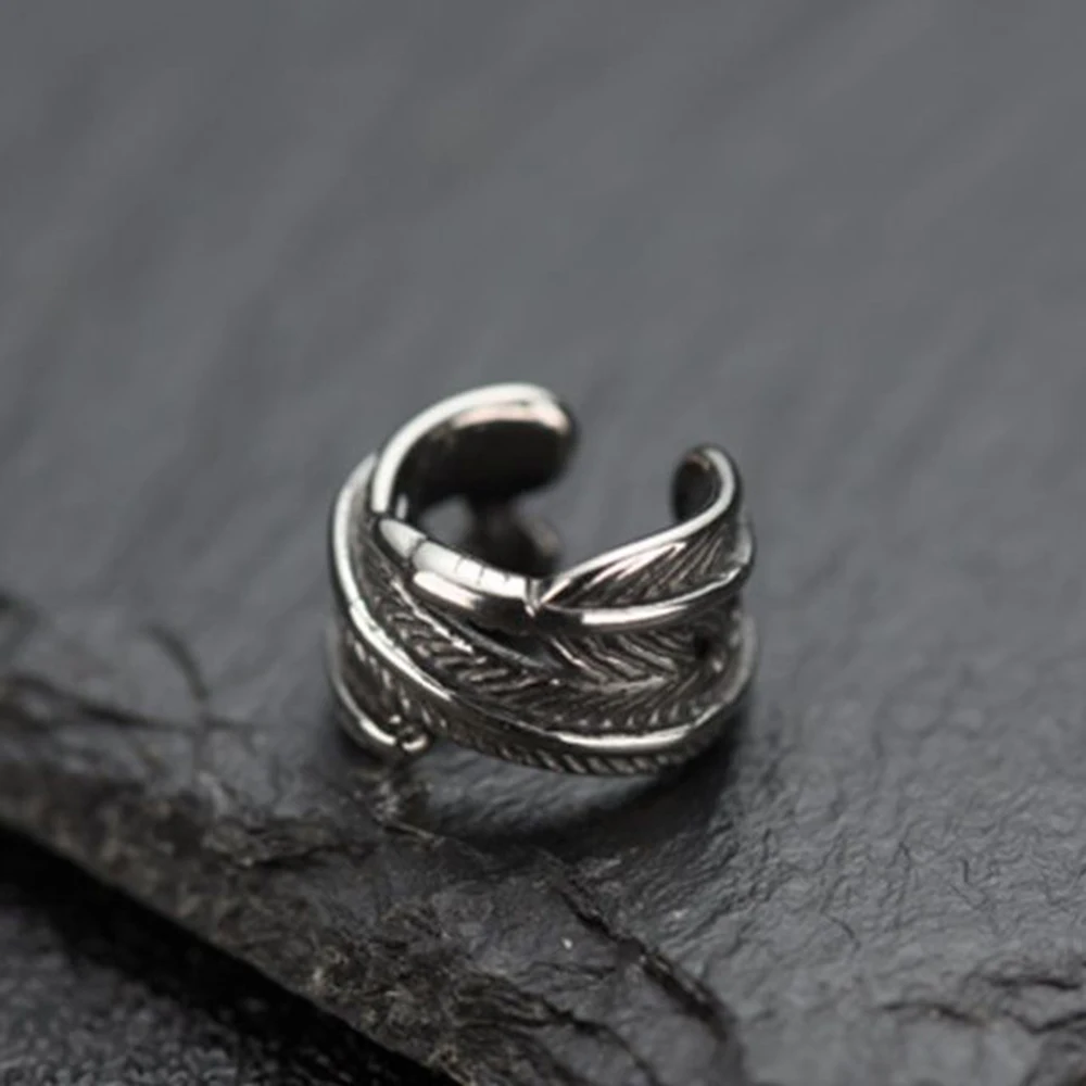 Vintage Feathers Without Holes Not Pierced Ear Clip Men Fashion Men's Earrings Retro Punk Designer Jewelry
