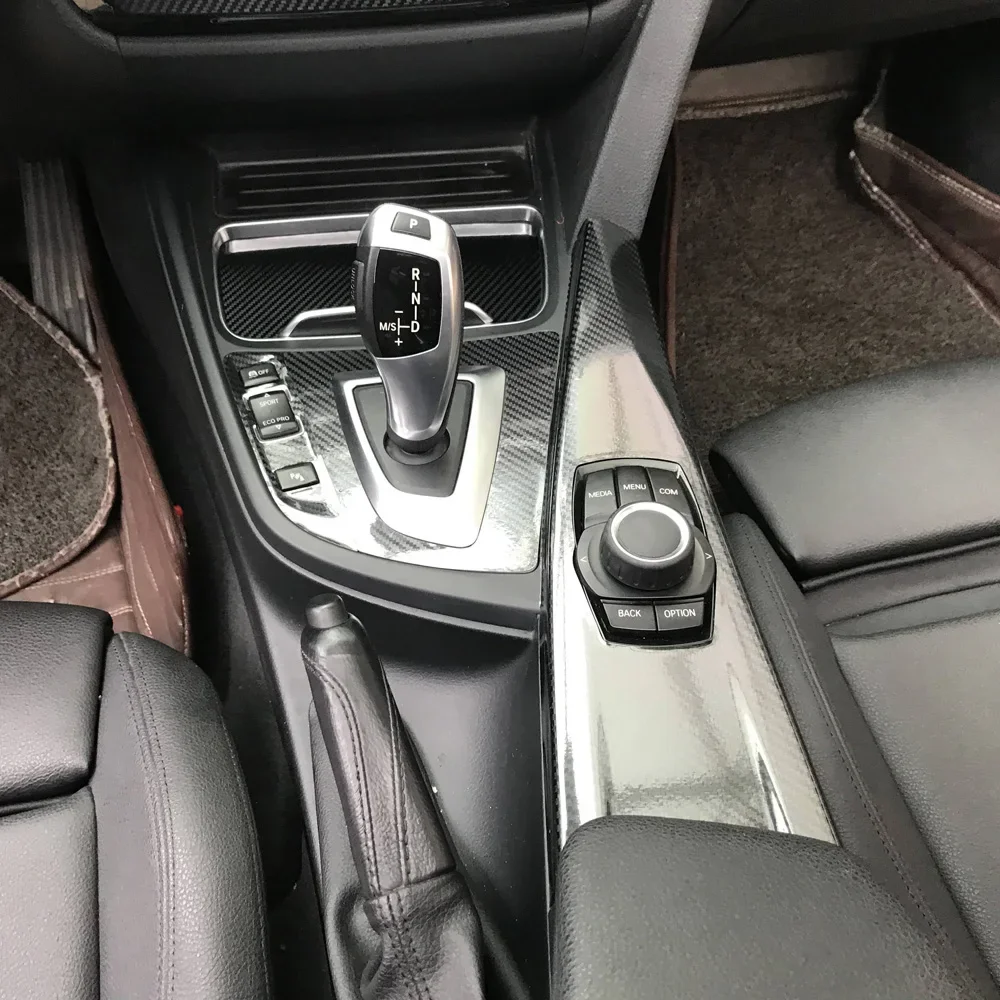 BMW 3 시리즈 F30 2013-2019용 카본 파이버 자동차 필름 인테리어 스티커 센터 콘솔 기어 대시보드 에어 도어 핸들 리프트 패널