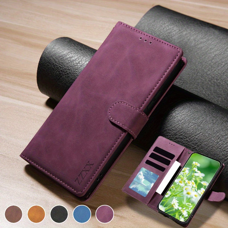 ZZXX Magnetic Flip Leather Wallet Case with Card Slot, Photo Frame, and Kickstand
