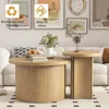Set of 2 Coffee Tables, Round Coffees Tables Living Room, Wood Table Set, Sofa Side Living Room Bedroom Coffee Table 4