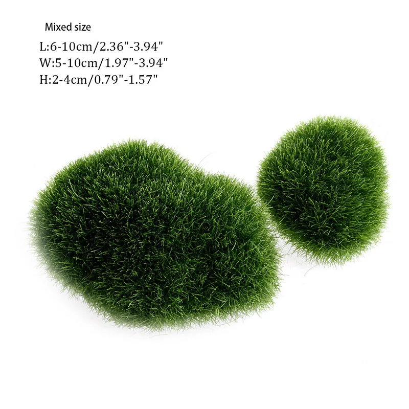 E15D 5Pcs Green Artificial Moss Ball Decorative Stone for Ideal for Vases Planter Dec