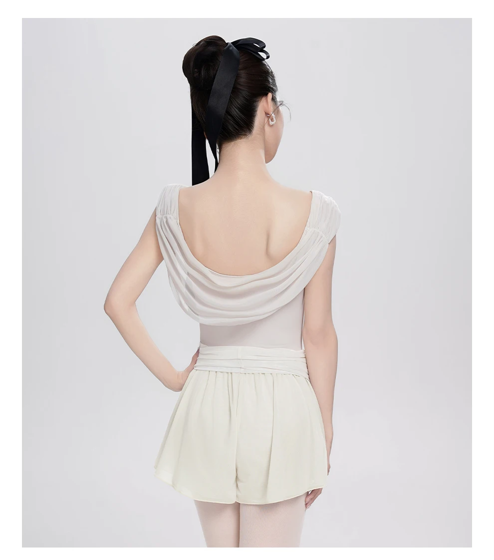 Ballett Weiche Mesh Splice Kontrast Farbe Leibchen Trikot für Mädchen Reversible Tüll Hose Rock Workout Kostüm Gymnastik Kleidung – Detail 10