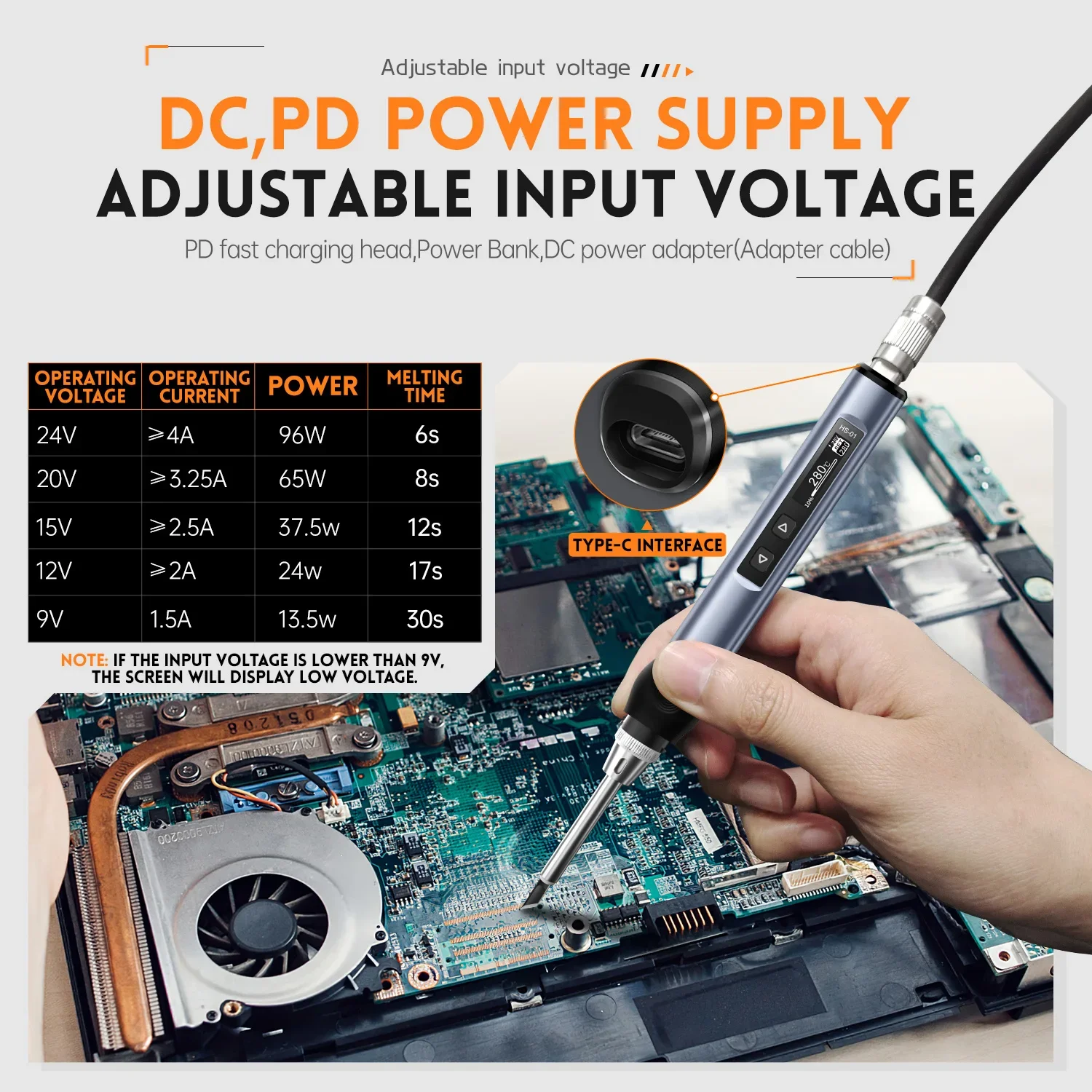 FNIRSI HS-01 온도 조절 가능 납땜 인두 DC 24V 80-420 ℃   용접 솔더 재작업 스테이션 PD 65W 휴대용 수리 도구