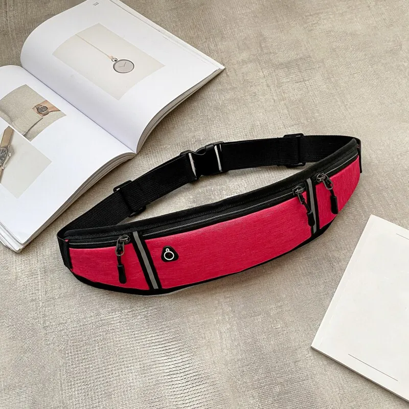 Running Waist Bag Waterproof Lightweight Reflective Strip Waist Fanny Pack Gym Sports Running Waist Bag Adjustable Straps For Cycling Jogging