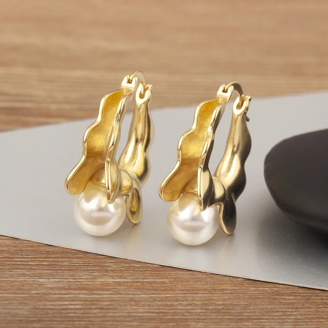 Nidin lumière luxe à la mode fleur/forme ronde perle boucles d'oreilles pour femmes femme 3 Styles choix Chic oreille bijoux cadeau d'anniversaire