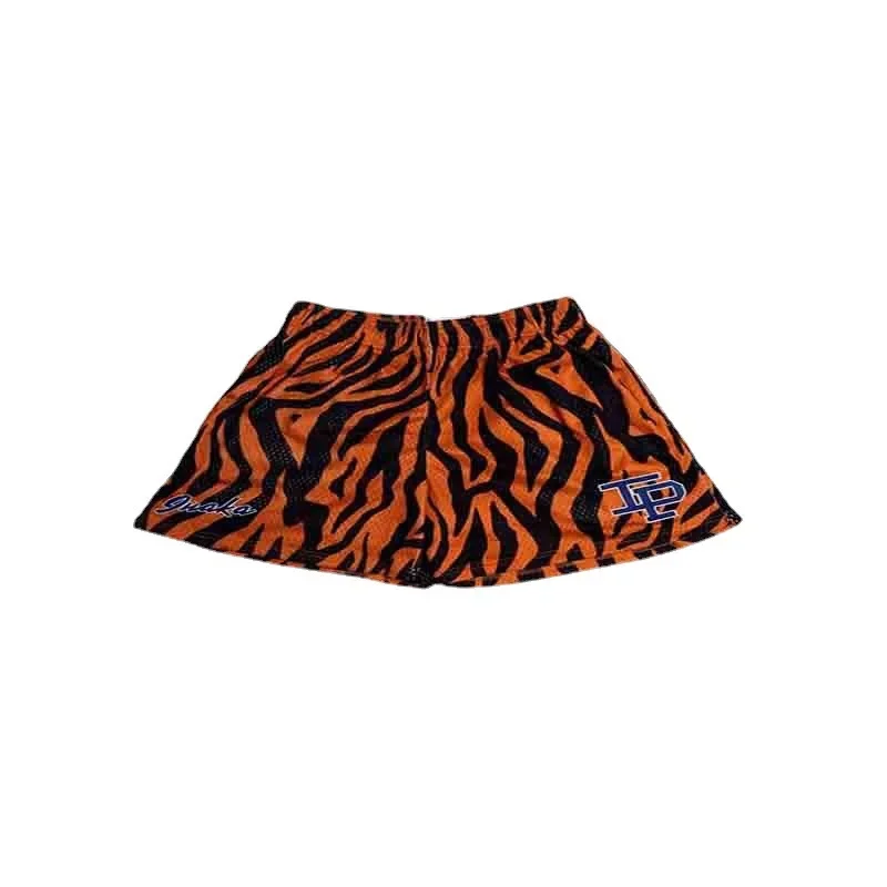Men's Summer Mesh Basketball Shorts Quick Dry Breathable Fashion Leopard Print Sporty Quadrapartite Pants Skateboard Long Pants
