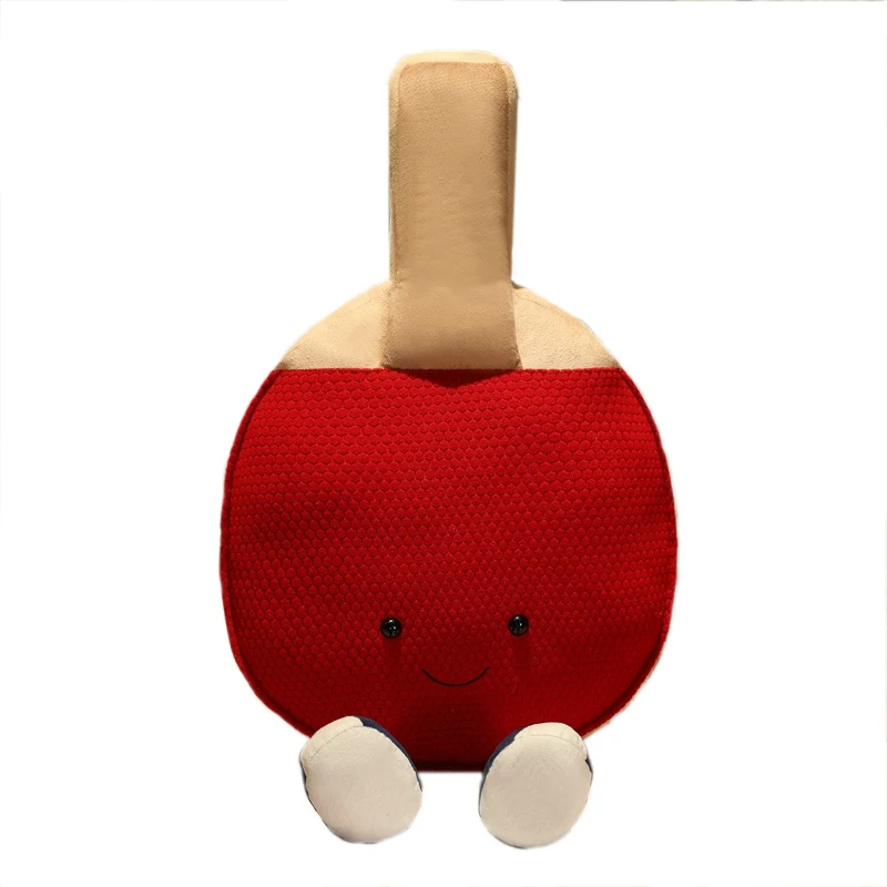 Kawaii Soft Red Table Tennis Bat with Legs Sport Plush Accessory Funny Home Office Decoration Gift 6