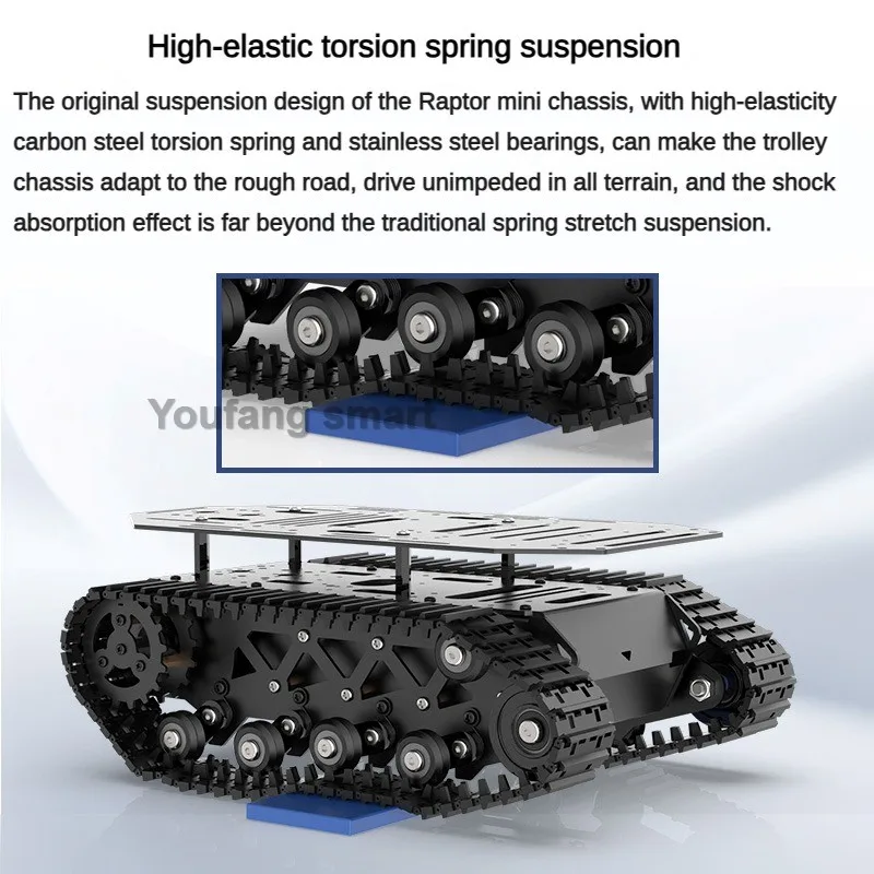 10KG Load Strong Shock Absorption RC Tank Chassis Suspension All Metal Tank Robot 12V Encoded motors Programmable Robot Car