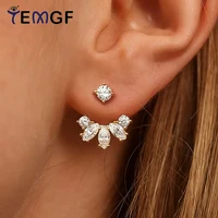 TEMGF GRA Certified All Moissanite Drop Earrings for Women Detachable Earcuff Party Jewelry Gifts Pure 925 Silver Stud Earrings