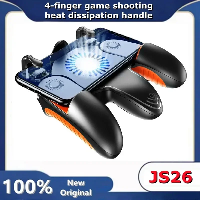 

JS26 4 Finger Mobile Phone PUBG Gamepad Joystick Controller w/ Air-cooled Cooling Radiator for IPhone Android Gaming Accessories