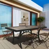 Highland 40 by 66 Inch Al Fresco Dining Table with Grouted Wood Look Tile Top and Cast Aluminum Frames, Black/Taupe 1