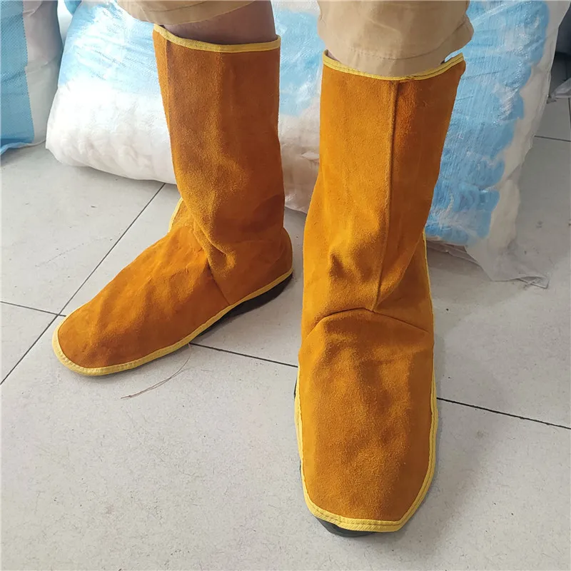 Leather Flame Retardant Welding Spats Safety Shoe Cover Flame Heat Abrasion Flame Resistant Foot Protection Work Shoe Covers