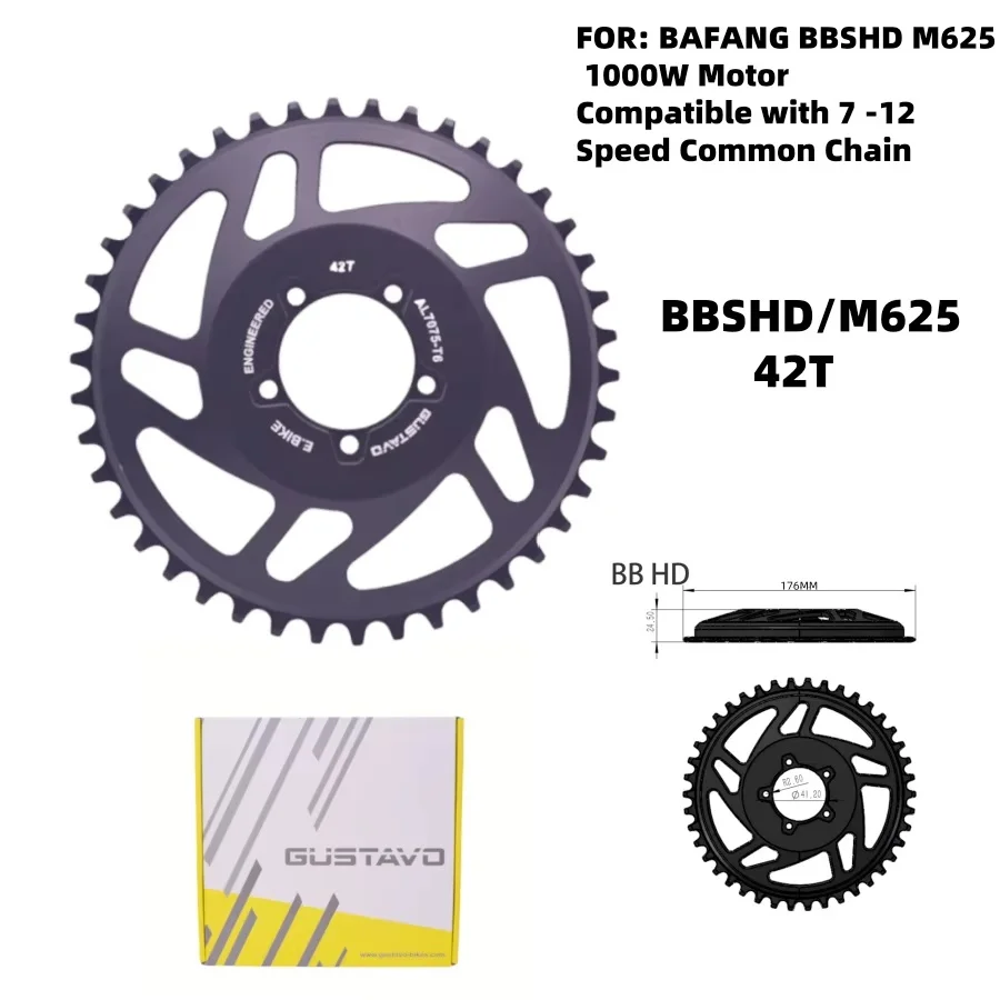 GUSTAVO 32/34/36/38/42/44/46/48T E-bike Chain Ring Aluminum Chainring ...