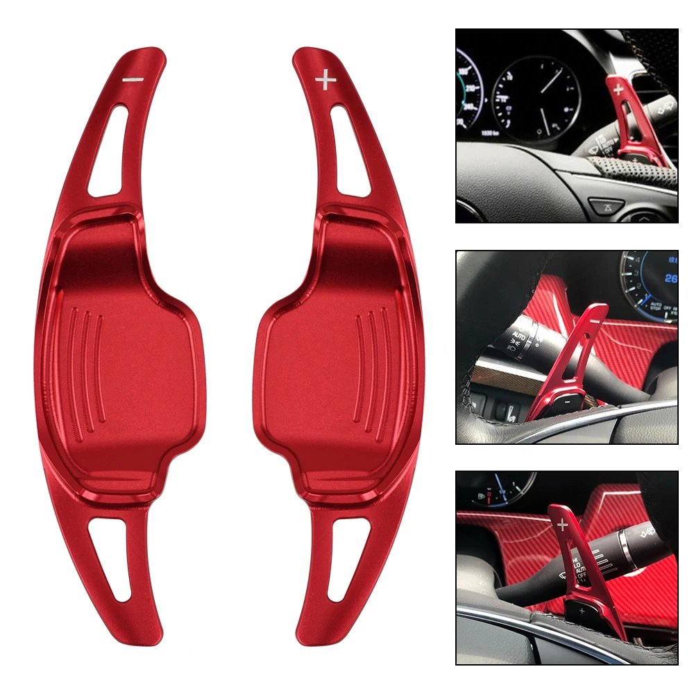 

2PCS Car Steering Wheel Shift Paddle Shifter Extension For Chevrolet Camaro 2012-2015 Front Left Right Red Aluminium Alloy