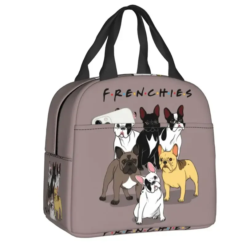 

Frenchies French Bulldog Insulated Lunch Bag for Work School Dog Thermal Cooler Lunch Box Women Children Food Container Tote Bag