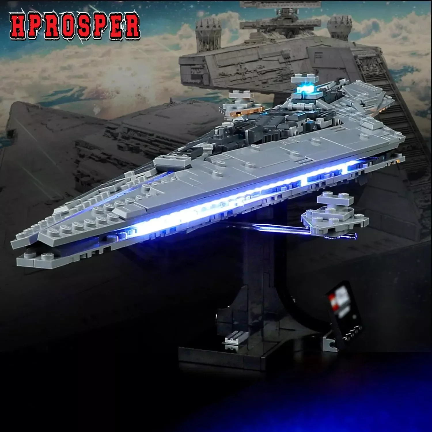 Hprosper 5V Led Light 75356 Exertor Super Star Destroyer Lampada Decorativa Con Scatola Batteria (Non Includere Blocchi Di Costruzione Lego)
