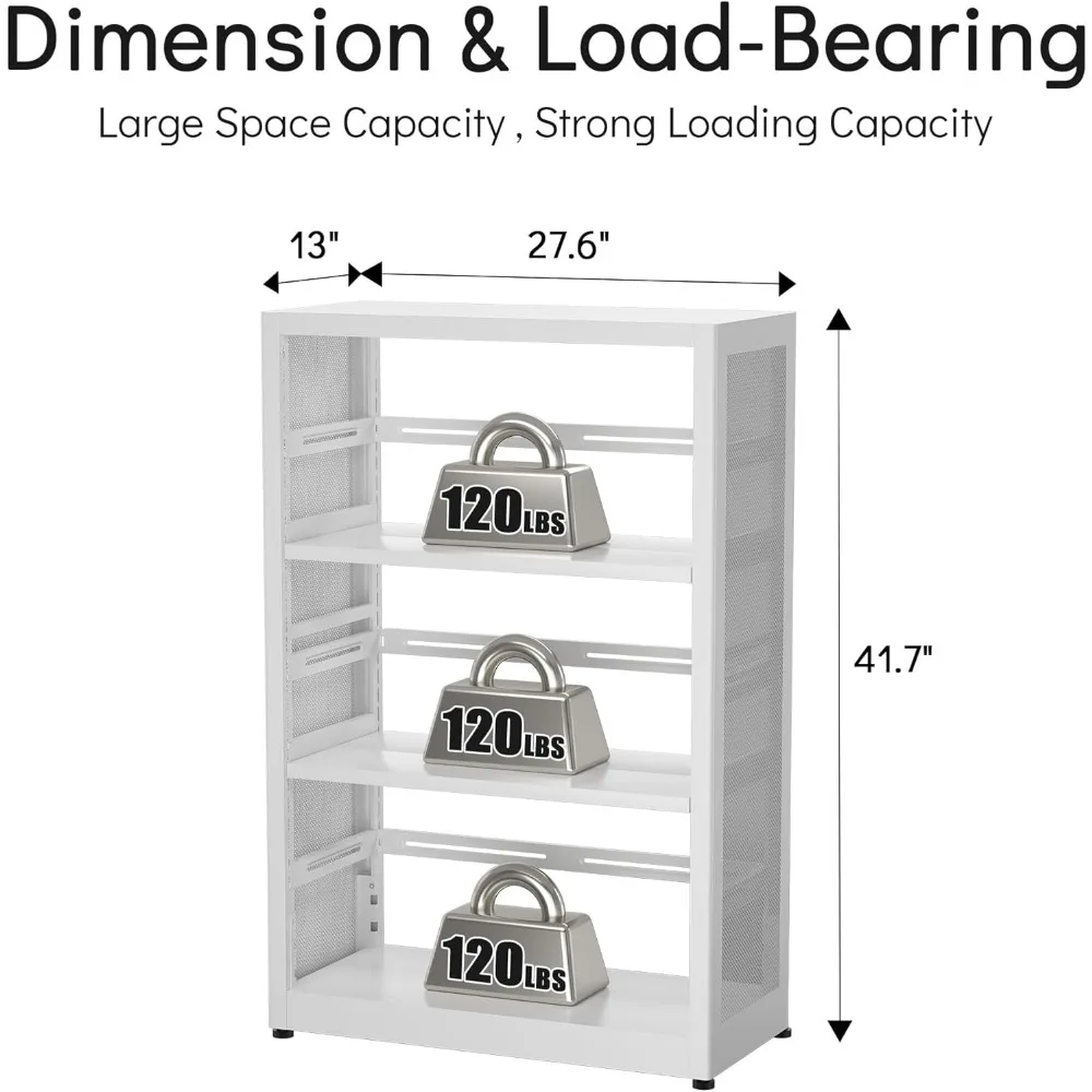 Mobile 3 Tier Bookshelf with Wheels and Adjustable Feet, Metal 3 Shelf Bookcase, Black Heavy Duty Book Shelf for Small Space 3