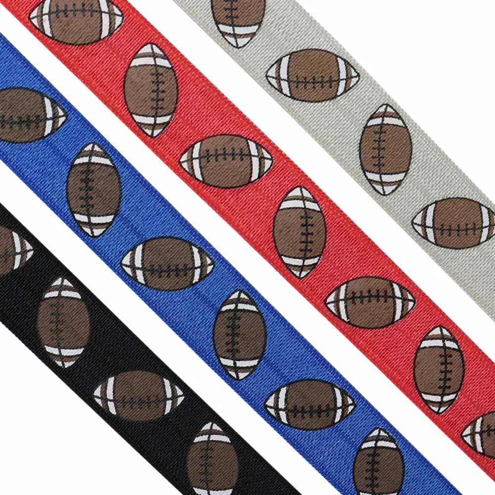 

Super Quality American Football Printed FOE Fold Over Elastic Ribbon 100yards