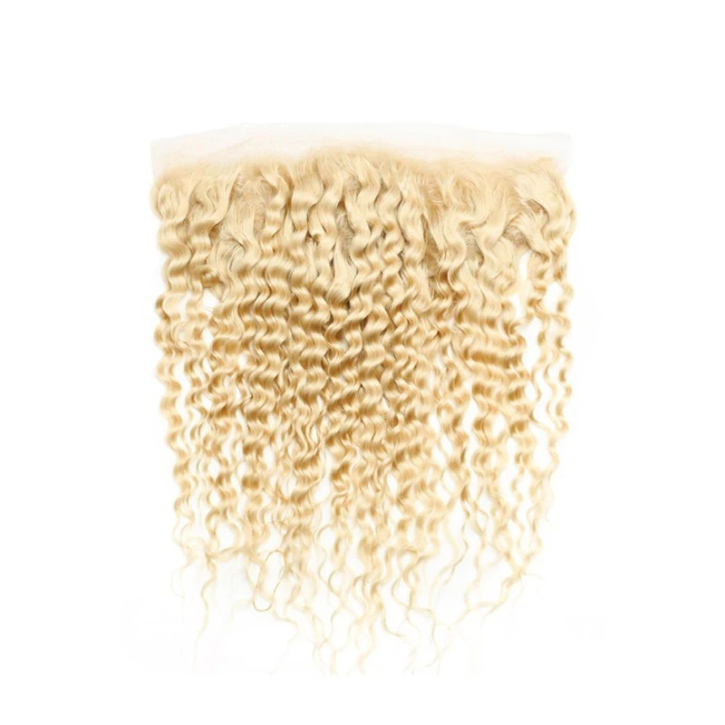 613 Blonde 13X4 Frontal Human Hair Deep Wave Transparent Lace Frontal For Women Pre-Plucked Hairline Brazilian Virgin Hair