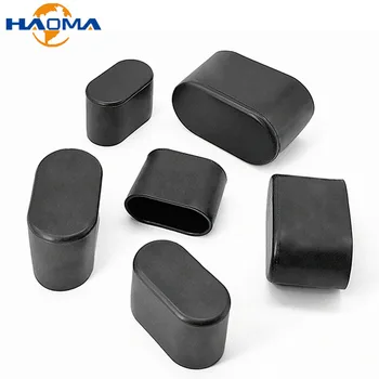Black PVC Oval Table Foot Pipe Cover Table Chair Leg Tips Caps Square Feet Pads Anti Slip and Silent Protect 1