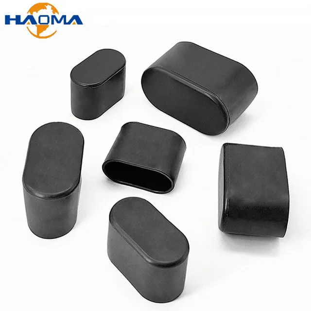 Black PVC Oval Table Foot Pipe Cover Table Chair Leg Tips Caps Square Feet Pads Anti Slip and Silent Protect 1