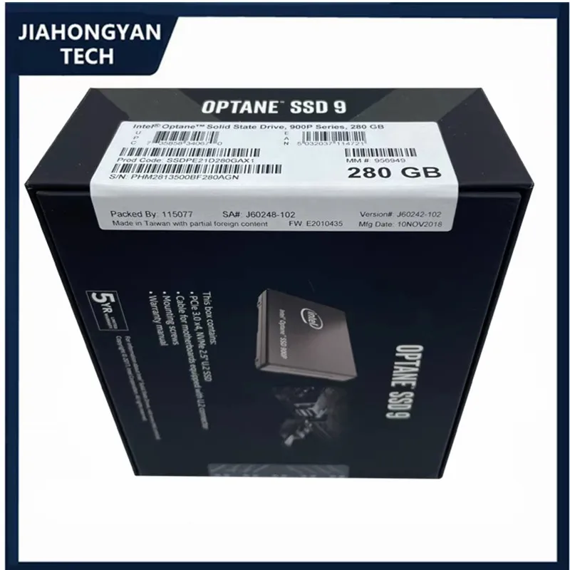 Original For Intel 900p 280G U.2  NVMe For OPTANE SSD SSDPE21D280GAX1