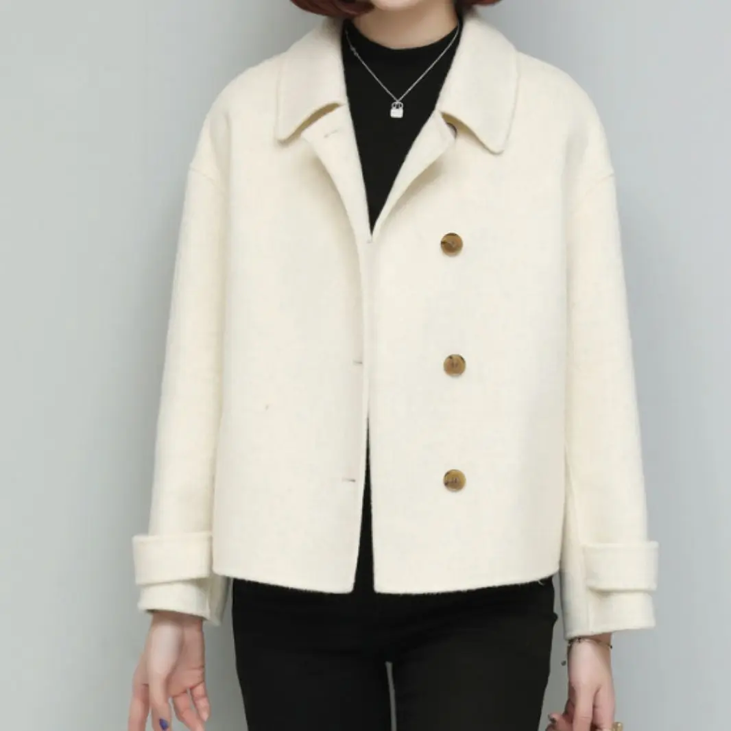 

Double Sided Cashmere Sweater Women's New Wool Short Loose Casual Top Warm Woolen Jacket