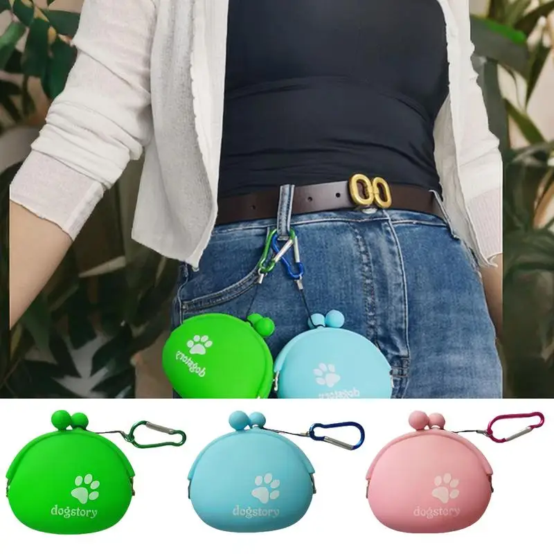 Silicone Dog Treat Pouch Dog Training Container Dog Treat Carrier Holder Puppy Treat Snack Bag with Clip dog Food Storage Bag