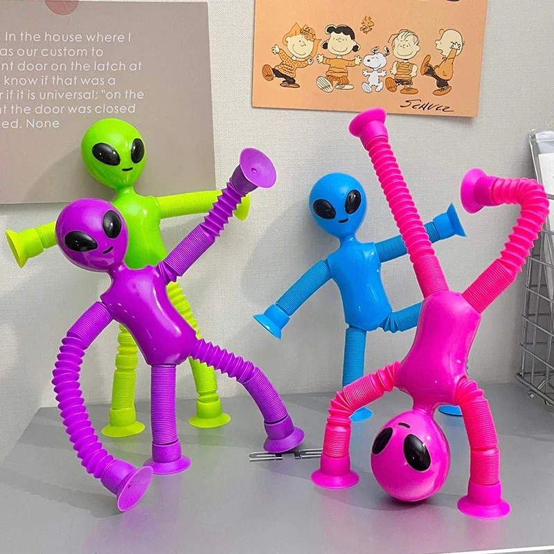 Suction Cup Telescopic Tube Alien Toys Variable Decompression Kids Early Education Puzzle Toys Fun DIY Interactive Game Props 5