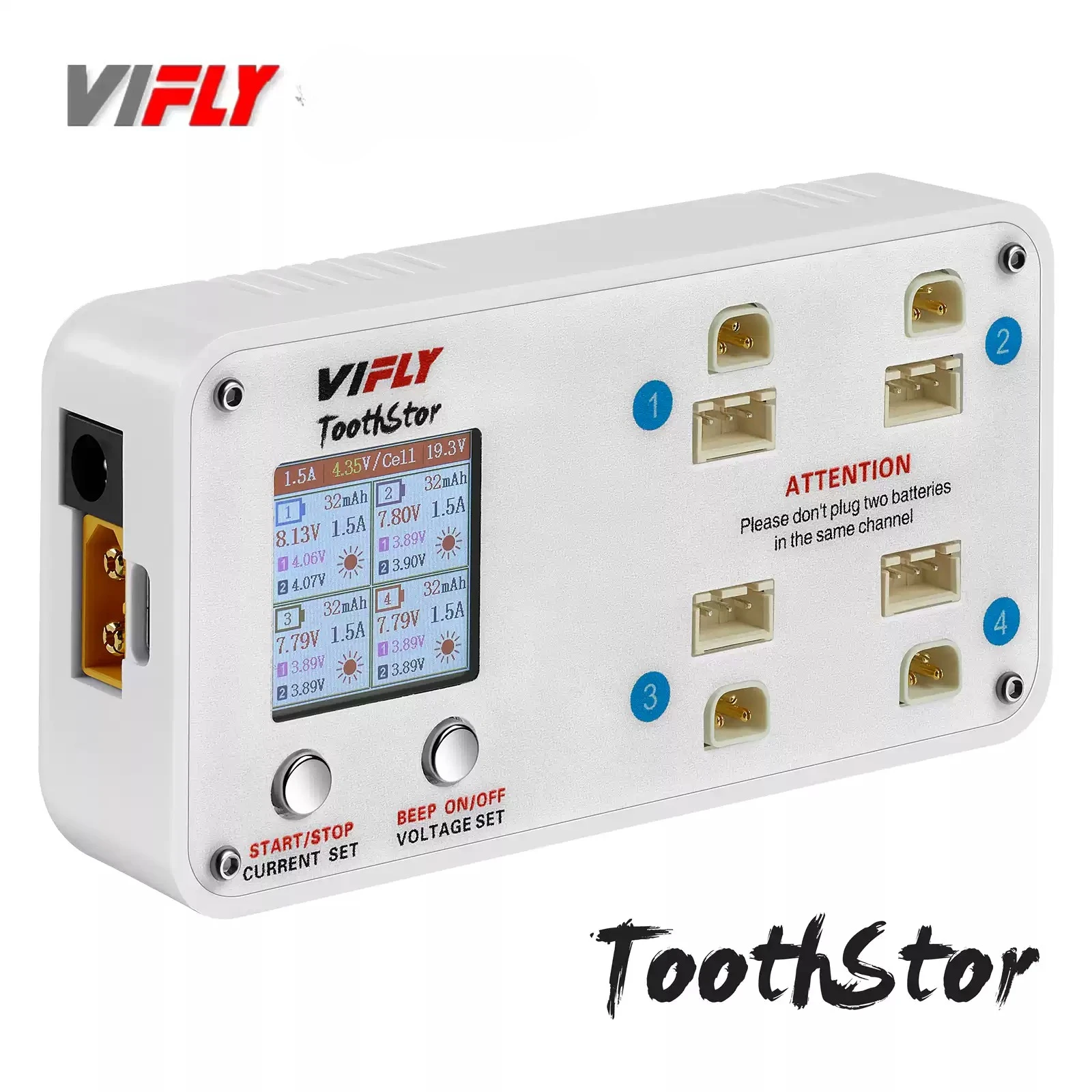 Зарядное устройство VIFLY ToothStor 2S, 4-канальное, интеллектуальное и безопасное, с BT3.0 или без него thumbnail 4