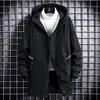 Long Cargo Jacket Men Plus Size 10XL Jackets Gradient Windbreak Spring Autumn Hooded Coat Male Black Windbreak Long Style 2