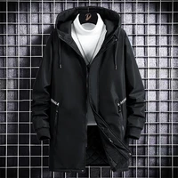 Long Cargo Jacket Men Plus Size 10XL Jackets Gradient Windbreak Spring Autumn Hooded Coat Male Black Windbreak Long Style 2