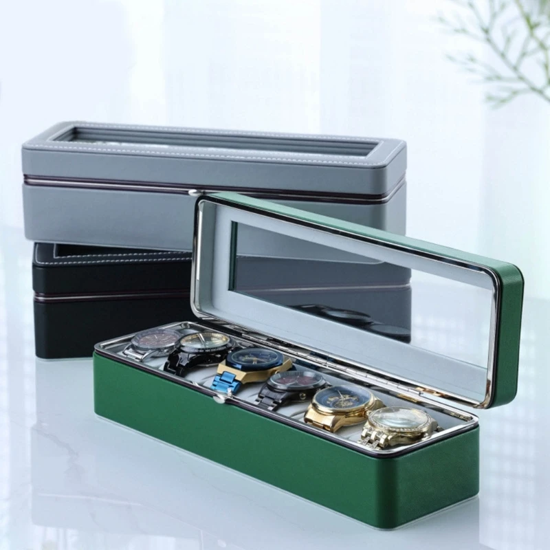 

Portable Watch Storage Box with Zipper Stylish Leather Watch Box Watch E0BE
