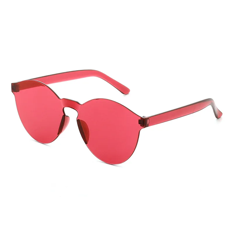 Rimless One Piece Transparent Candy Color Tinted Sunglasses