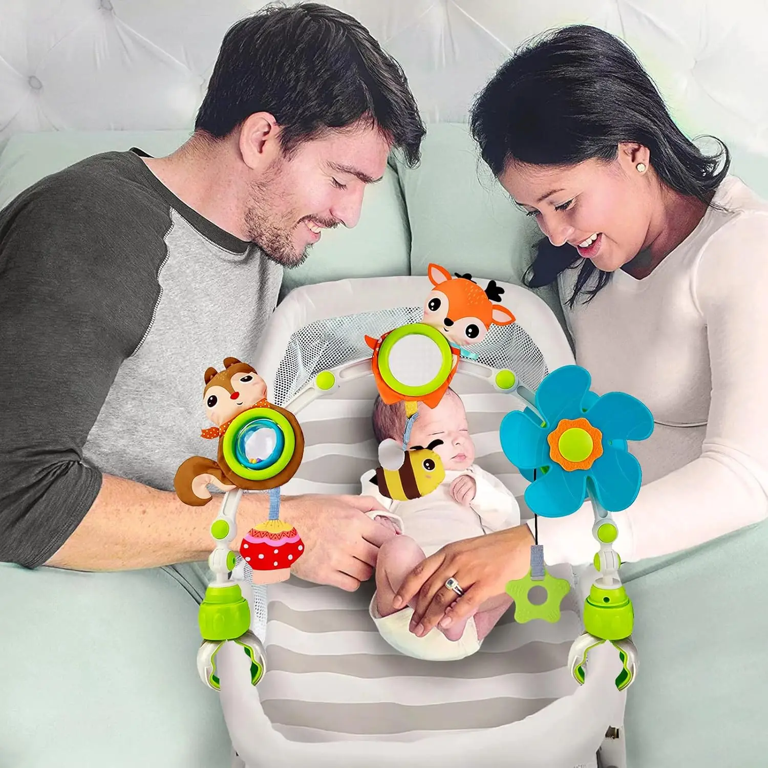 Baby Stroller Arch Mobile Adjustable Musical Cirb Mobile Toys  Versatile Activity Toy Bar for Baby Bouncer Infant Car Seat Toys - 5