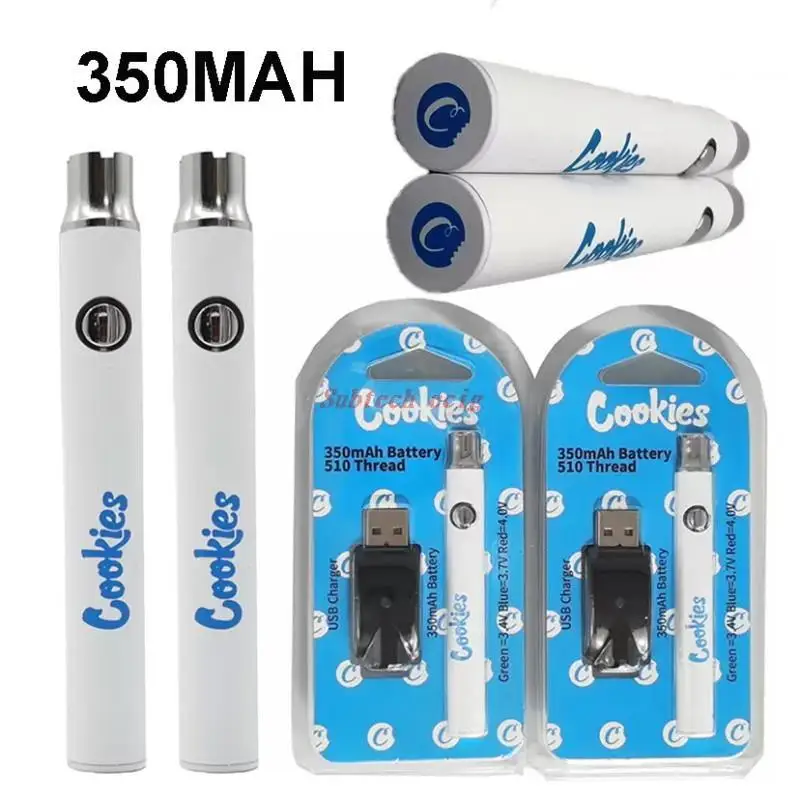 

Cookies Preheating Vape Battery 350mAh USB Charger Blister Pack Kits Vaporizer Pen Variable Voltage Batteries for 510 Cartridges