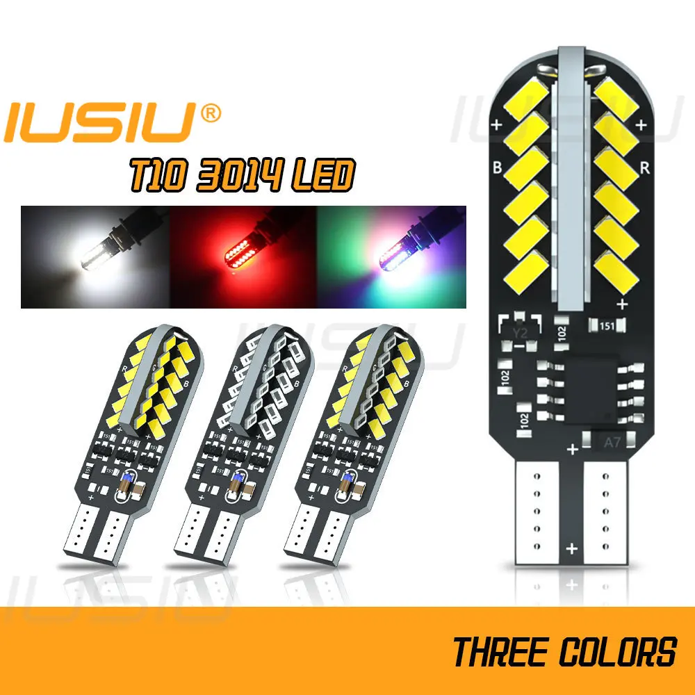 

IUSIU T10 LED Flash Strobe WY5W W5W 194 168 501 Car Strobe Light Parking Wedge Clearance Tail Light White Colorful 48SMD 3014