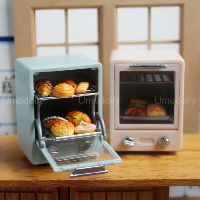 1/6 or 1/12 Scale Miniature Dollhouse Electronic Oven Model Pretend Mini Baking Bread Food for Barbies Blyth Doll Kitchen Toy 1