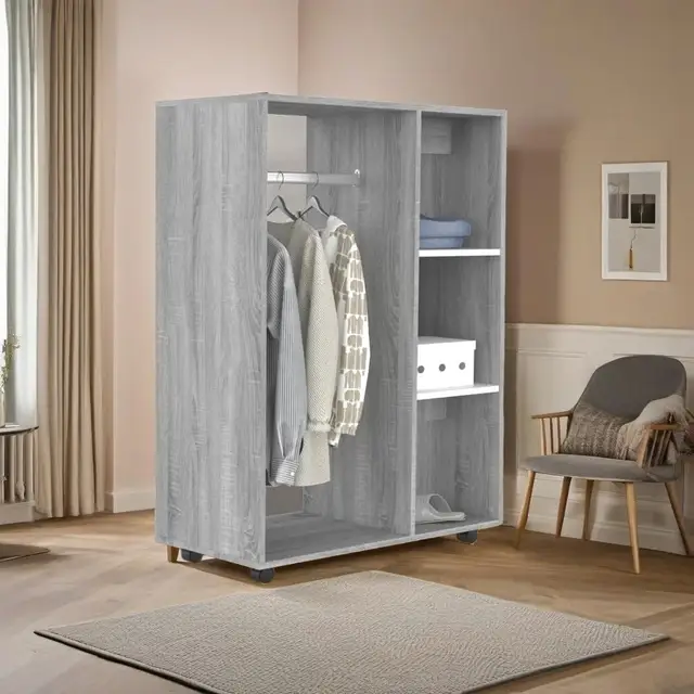 Grey Sonoma Wardrobe 80x40x110 cm - Stylish Engineered Wood Storage Solution