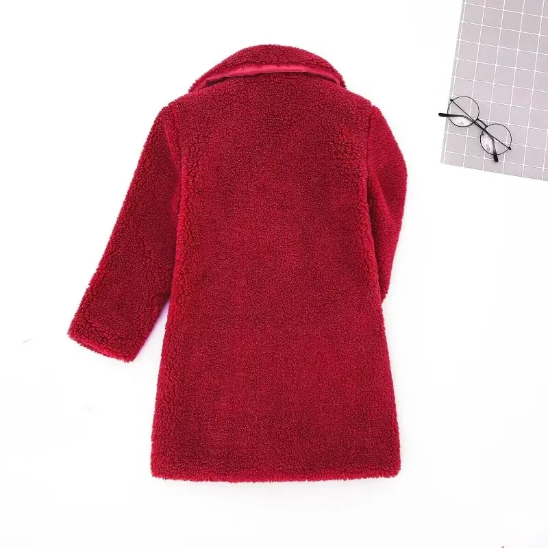 Children's Lamb Wool Cotton Coat Autumn and Winter New Baby Plush Thickened Hooded Jacket for Boys and Girls Warm Wool Sweater
