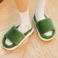 Thick Fluffy Fur Slippers For Women Winter House Warm Furry Slippers Women Flip Flops Home Slides Flat Indoor Floor Shoes - Image 3