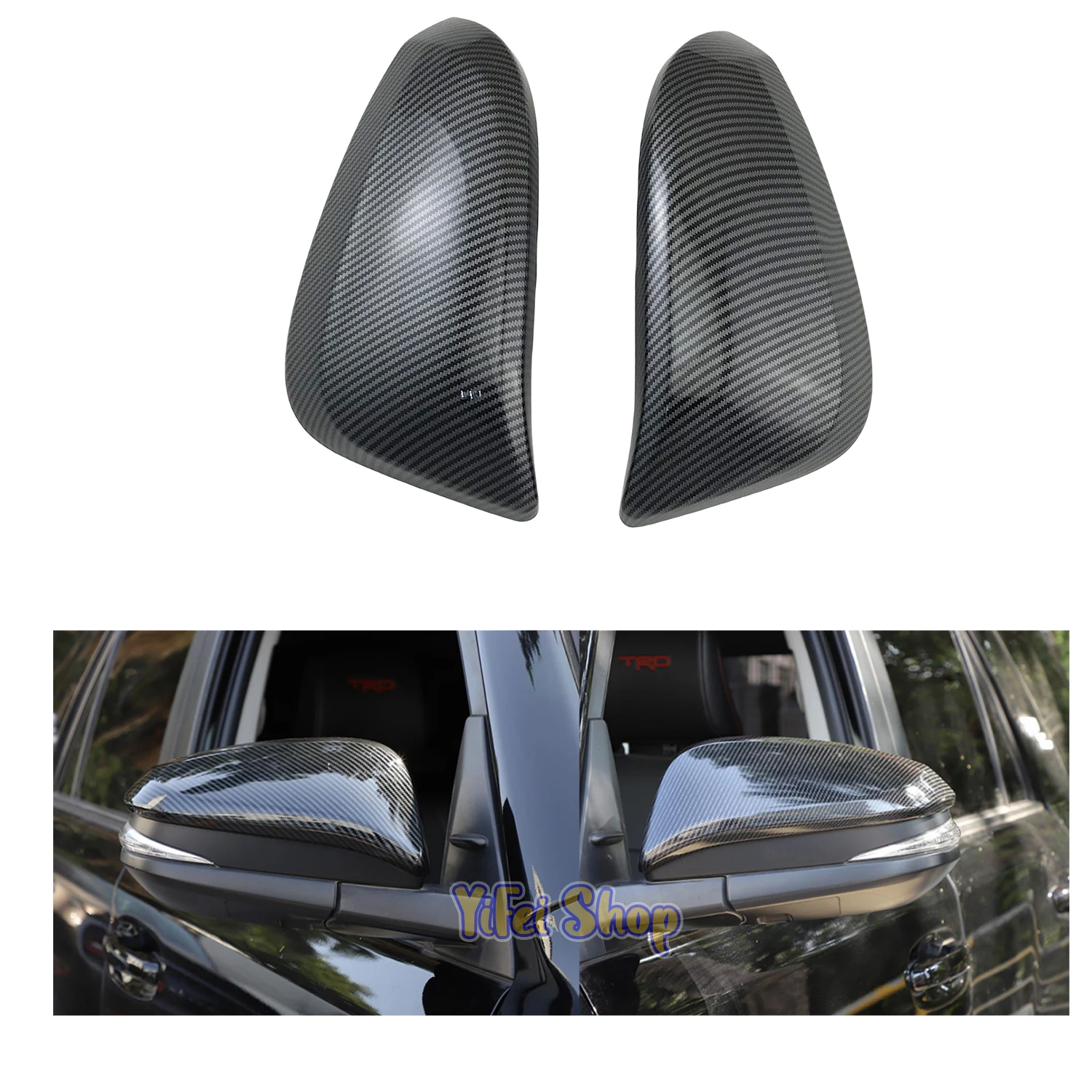 

2014 2015 2018 For Toyota RAV4 Highlander Harrier High Quality Car Rearview Accessories Plated Carbon Door Mirror Cover Trim